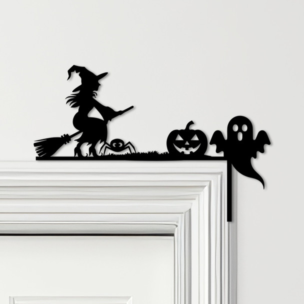 Door Topper Witch Broom Pumpkin Ghost Halloween Decor Various Colours Decor Sign