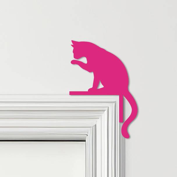 Door Topper Cat Licking Paw Various Colours Top Of Door Frame Decorative Sign