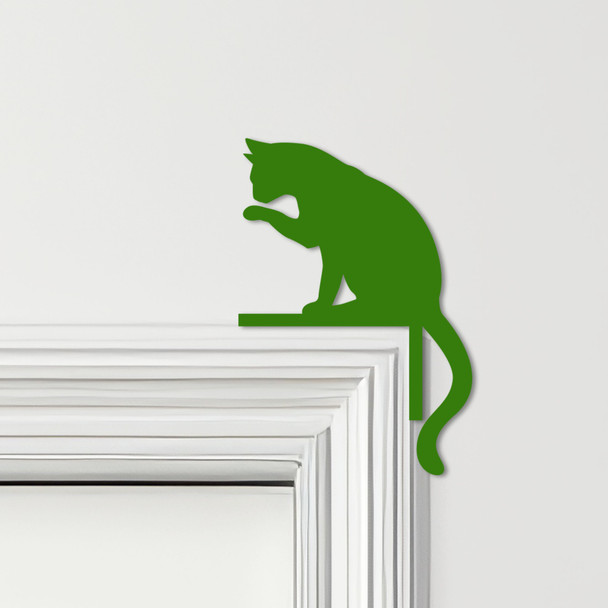 Door Topper Cat Licking Paw Various Colours Top Of Door Frame Decorative Sign