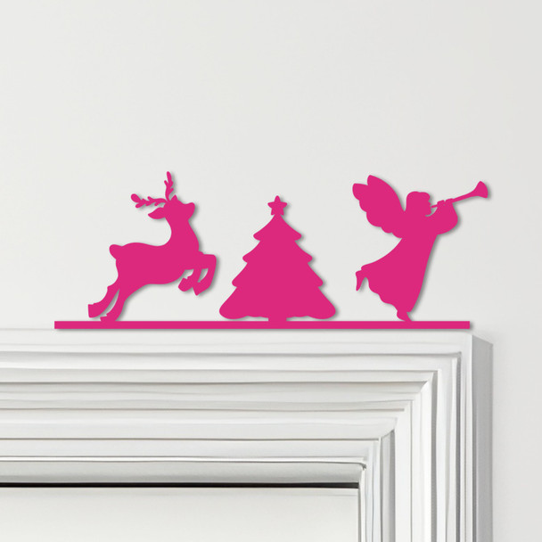 Door Topper Christmas Decor Angel Tree Various Colours Decorative Sign