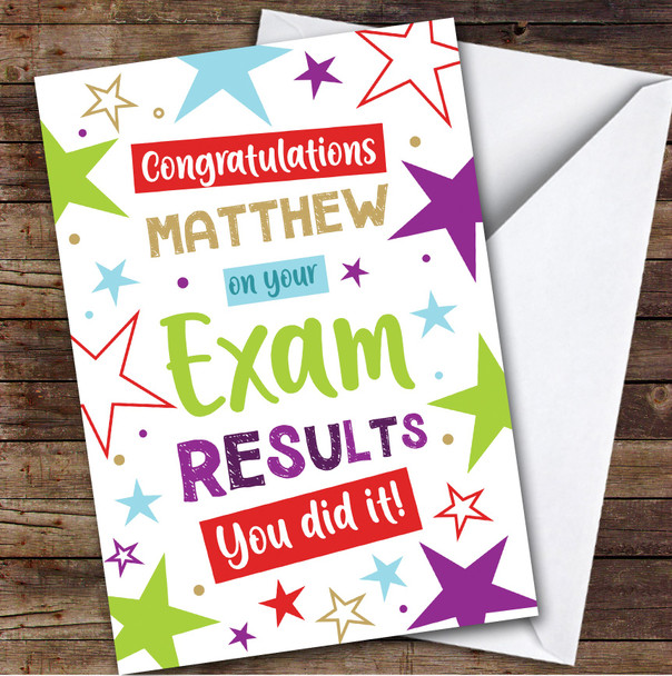 Personalised Exam Results Congratulations Card For Anyone Bright Stars