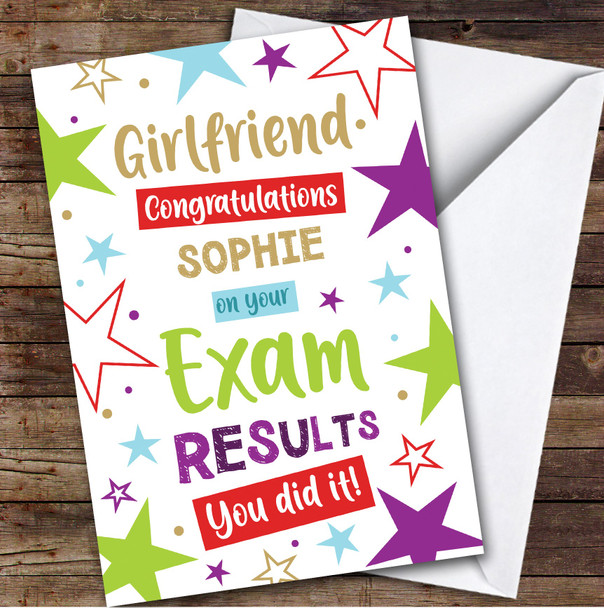 Personalised Exam Results Congratulations Card For Girlfriend Bright Stars