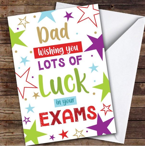 Personalised Good Luck In Exams Card For Dad Bright Stars