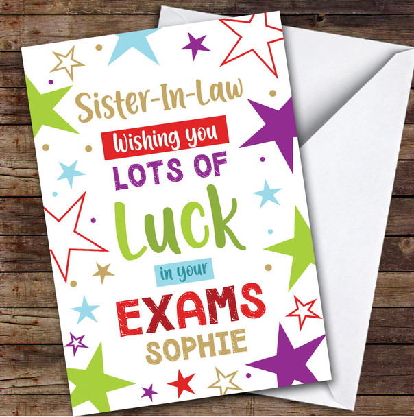 Personalised Good Luck In Exams Card For Sister-In-Law Bright Stars