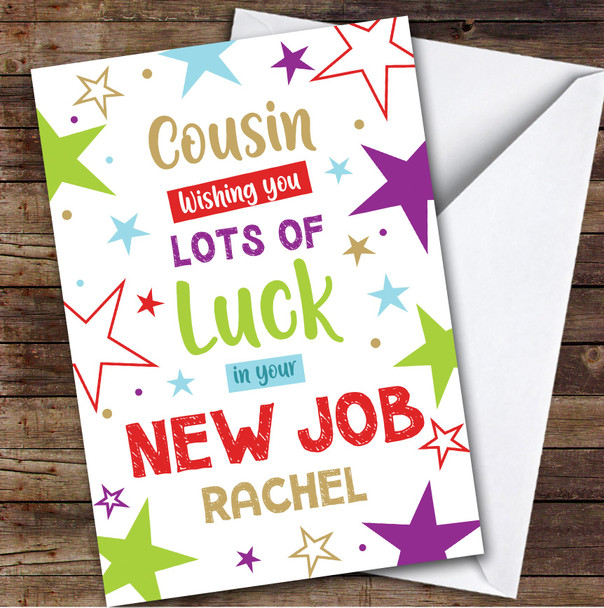 Personalised New Job Card For Cousin Bright Stars