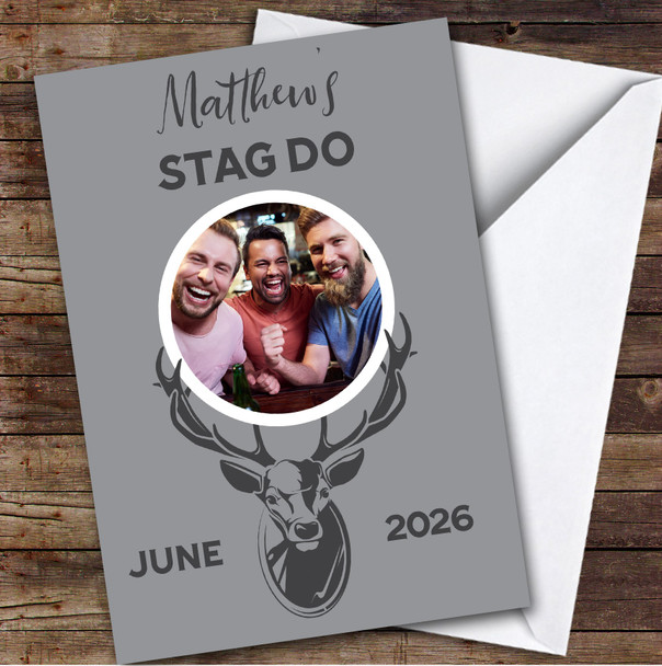 Personalised Stag Do Card For Anyone Photo Stag Grey