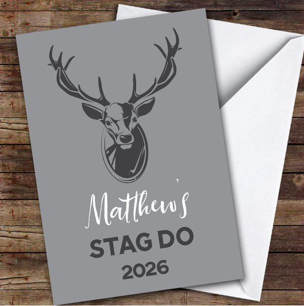 Personalised Stag Do Card For Anyone Stag Grey