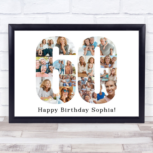 Photo Collage 60th Birthday Gift For Her 18-Photo Number 60 Print Or Canvas Photo Collage 60th Birthday Gift For Her 18-Photo Number 60 Print Or Canvas