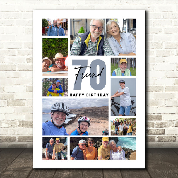 Photo Collage 70th Birthday Custom Gift For Friend 10-Photo Print Or Canvas
