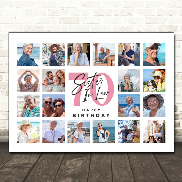 Photo Collage 70th Birthday Gift For Sister-In-Law 20-Photo Print Or Canvas