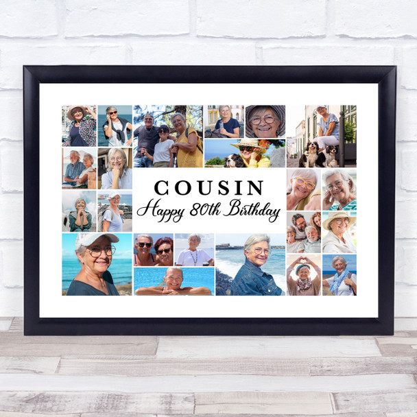 Photo Collage 80th Birthday Custom Gift For Cousin 22-Photo Print Or Canvas