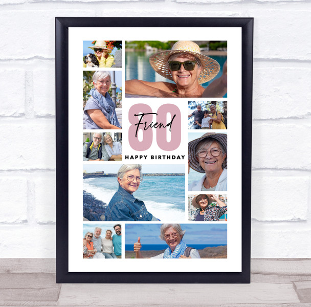 Photo Collage 80th Birthday Custom Gift For Friend 10-Photo Print Or Canvas