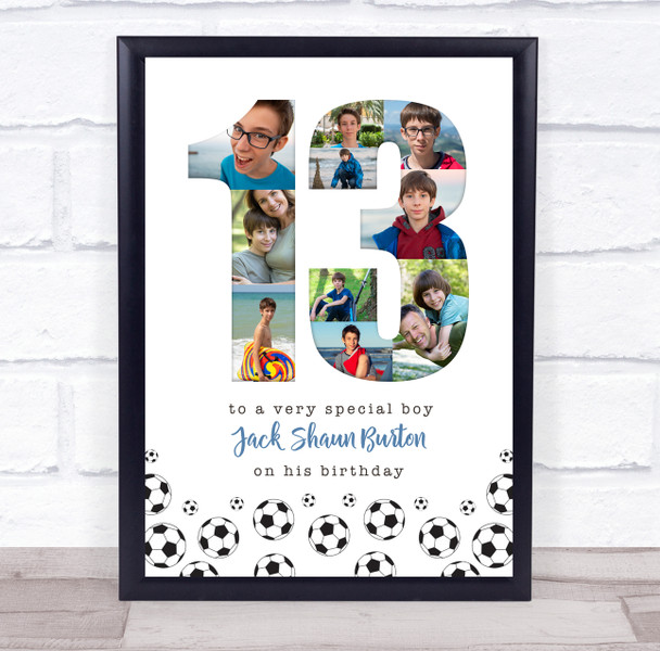 Photo Collage 10-Photo 13th Birthday Football Gift For Boys Print Or Canvas Photo Collage 10-Photo 13th Birthday Football Gift For Boys Print Or Canvas