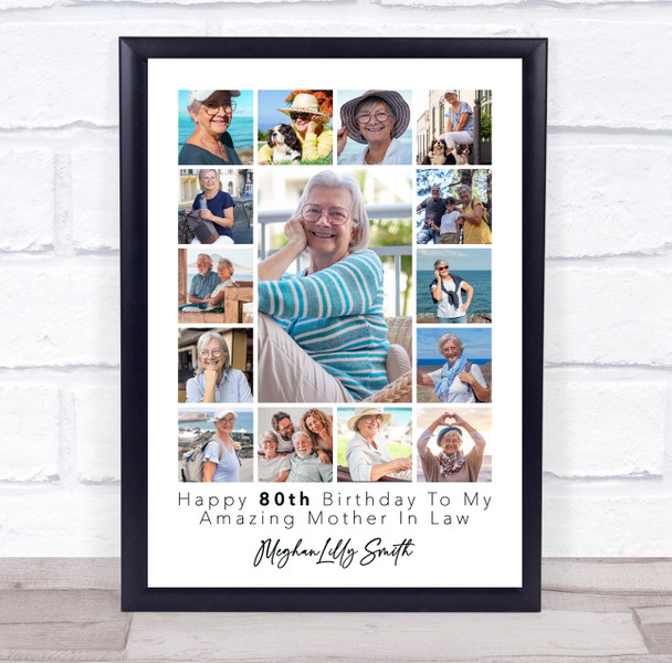 Photo Collage 80th Birthday Gift For Mother-In-Law 15-Photo Print Or Canvas Photo Collage 80th Birthday Gift For Mother-In-Law 15-Photo Print Or Canvas