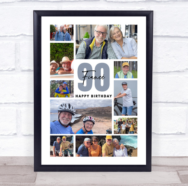 Photo Collage 90th Birthday Custom Gift For Fiancé 10-Photo Print Or Canvas Photo Collage 90th Birthday Custom Gift For Fiancé 10-Photo Print Or Canvas