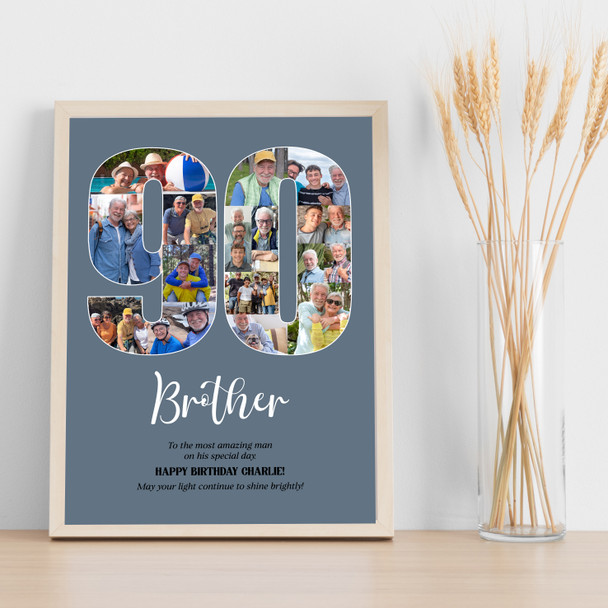 Photo Collage 90th Birthday Custom Gift For Him 16-Photo 90 Print Or Canvas