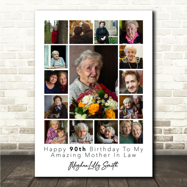 Photo Collage 90th Birthday Gift For Mother-In-Law 15-Photo Print Or Canvas Photo Collage 90th Birthday Gift For Mother-In-Law 15-Photo Print Or Canvas