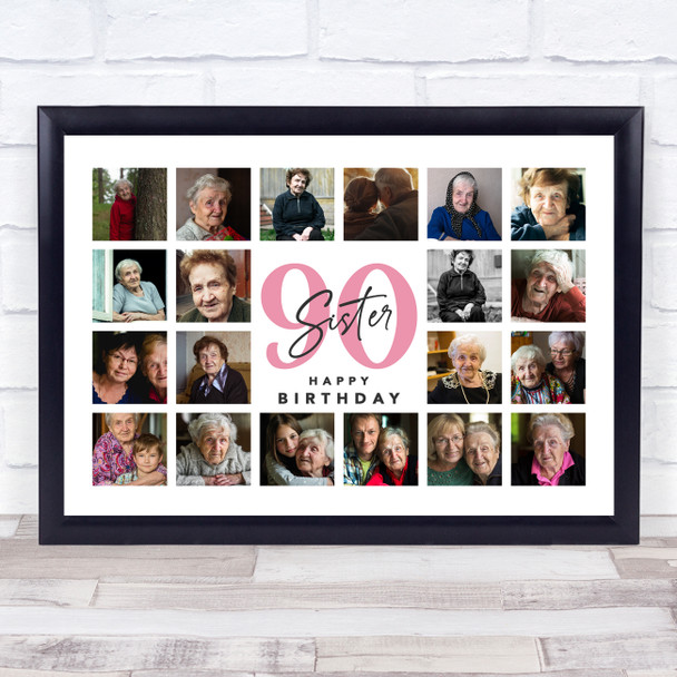 Photo Collage 90th Birthday Custom Gift For Sister 20-Photo Print Or Canvas