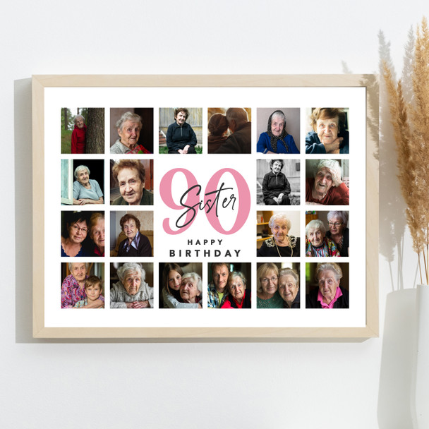 Photo Collage 90th Birthday Custom Gift For Sister 20-Photo Print Or Canvas