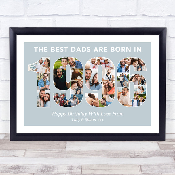 Photo Collage Blue Birthday Gift For Dad 23-Photo Year 1996 Print Or Canvas