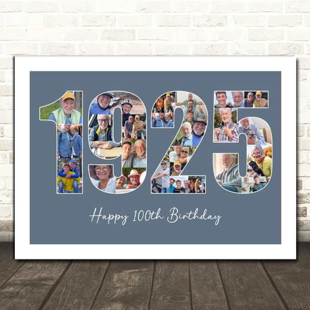 Photo Collage Blue Birthday Gift For Him 26-Photo Year 1925 Print Or Canvas Photo Collage Blue Birthday Gift For Him 26-Photo Year 1925 Print Or Canvas