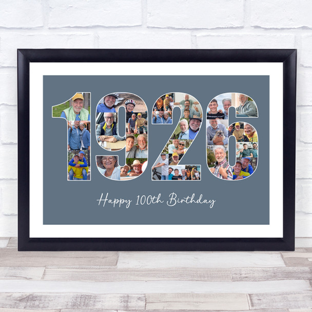 Photo Collage Blue Birthday Gift For Him 27-Photo Year 1926 Print Or Canvas