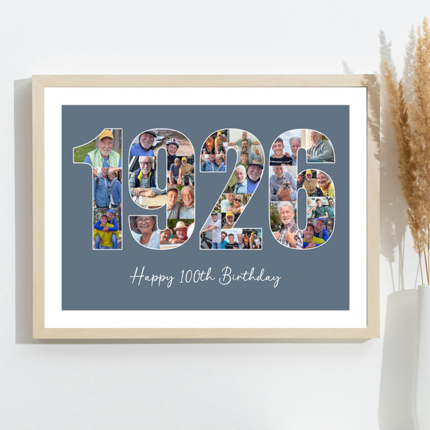 Photo Collage Blue Birthday Gift For Him 27-Photo Year 1926 Print Or Canvas