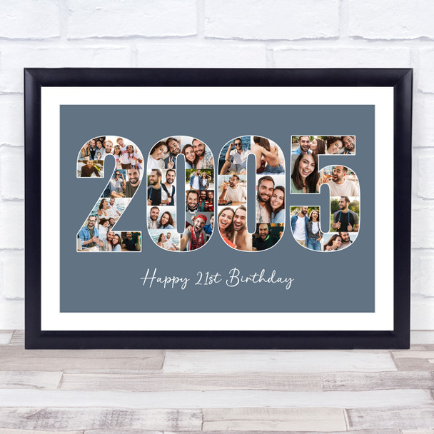 Photo Collage Blue Birthday Gift For Him 33-Photo Year 2005 Print Or Canvas Photo Collage Blue Birthday Gift For Him 33-Photo Year 2005 Print Or Canvas