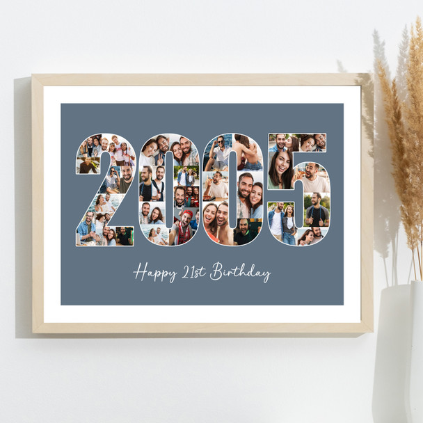 Photo Collage Blue Birthday Gift For Him 33-Photo Year 2005 Print Or Canvas Photo Collage Blue Birthday Gift For Him 33-Photo Year 2005 Print Or Canvas