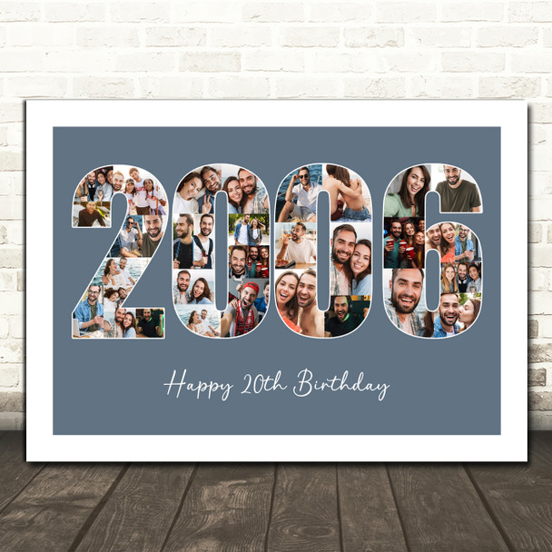 Photo Collage Blue Birthday Gift For Him 34-Photo Year 2006 Print Or Canvas Photo Collage Blue Birthday Gift For Him 34-Photo Year 2006 Print Or Canvas