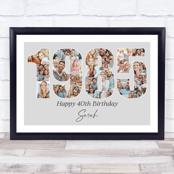 Photo Collage Grey Birthday Gift For Her 22-Photo Year 1985 Print Or Canvas Photo Collage Grey Birthday Gift For Her 22-Photo Year 1985 Print Or Canvas