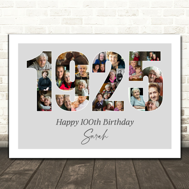 Photo Collage Grey Birthday Gift For Her 26-Photo Year 1925 Print Or Canvas Photo Collage Grey Birthday Gift For Her 26-Photo Year 1925 Print Or Canvas