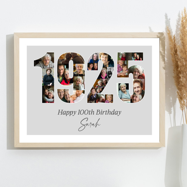 Photo Collage Grey Birthday Gift For Her 26-Photo Year 1925 Print Or Canvas Photo Collage Grey Birthday Gift For Her 26-Photo Year 1925 Print Or Canvas