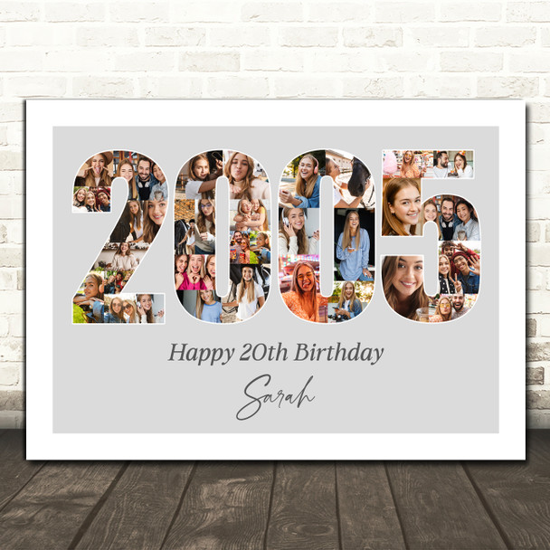 Photo Collage Grey Birthday Gift For Her 33-Photo Year 2005 Print Or Canvas Photo Collage Grey Birthday Gift For Her 33-Photo Year 2005 Print Or Canvas