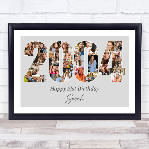 Photo Collage Grey Birthday Gift For Her 35-Photo Year 2004 Print Or Canvas Photo Collage Grey Birthday Gift For Her 35-Photo Year 2004 Print Or Canvas