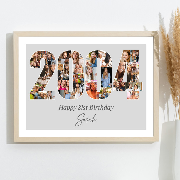Photo Collage Grey Birthday Gift For Her 35-Photo Year 2004 Print Or Canvas Photo Collage Grey Birthday Gift For Her 35-Photo Year 2004 Print Or Canvas