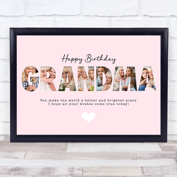 Photo Collage Pink 7-Photo Birthday Custom Gift For Grandma Print Or Canvas