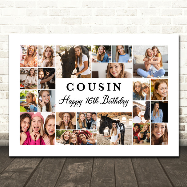 Photo Collage 16th Birthday Custom Gift For Cousin 22-Photo Print Or Canvas