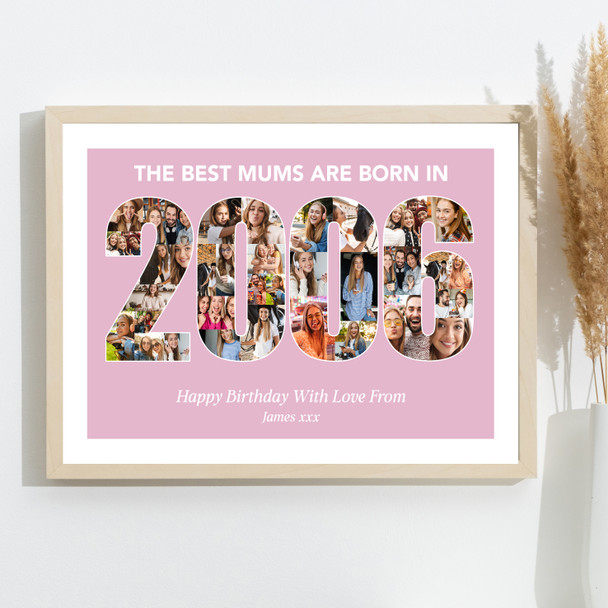 Photo Collage Pink Birthday Gift For Mum 34-Photo Year 2006 Print Or Canvas Photo Collage Pink Birthday Gift For Mum 34-Photo Year 2006 Print Or Canvas