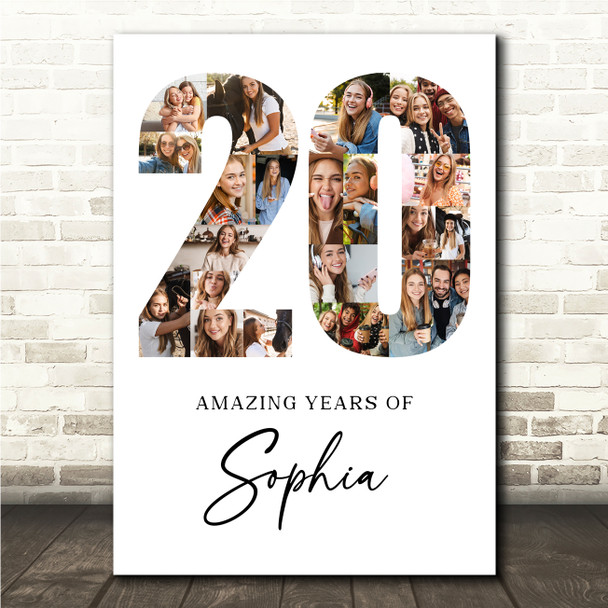 Photo Collage 20th Birthday Gift For Her Anyone 20-Photo 20 Print Or Canvas