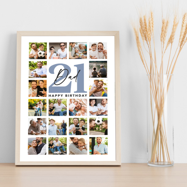 Photo Collage Print Or Canvas 21st Birthday Personalised Gift For Dad 20-Photo