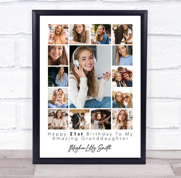 Photo Collage 21st Birthday Gift For Granddaughter 15-Photo Print Or Canvas Photo Collage 21st Birthday Gift For Granddaughter 15-Photo Print Or Canvas