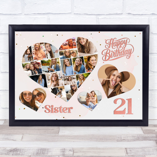 Photo Collage 21st Birthday Gift For Sister 20-Photo Hearts Print Or Canvas Photo Collage 21st Birthday Gift For Sister 20-Photo Hearts Print Or Canvas