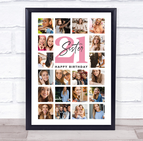 Photo Collage 21st Birthday Custom Gift For Sister 20-Photo Print Or Canvas Photo Collage 21st Birthday Custom Gift For Sister 20-Photo Print Or Canvas