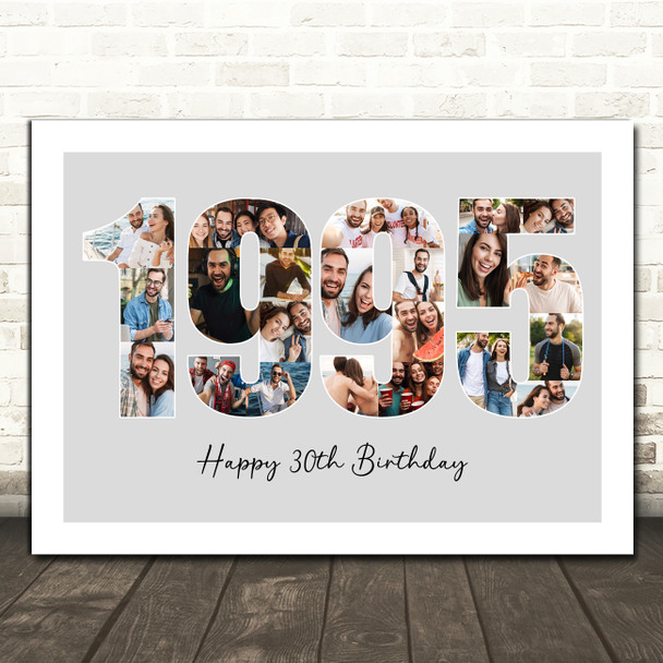 Photo Collage 22-Photo Birthday Gift For Him Grey Year 1995 Print Or Canvas Photo Collage 22-Photo Birthday Gift For Him Grey Year 1995 Print Or Canvas