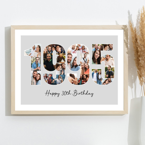 Photo Collage 22-Photo Birthday Gift For Him Grey Year 1995 Print Or Canvas Photo Collage 22-Photo Birthday Gift For Him Grey Year 1995 Print Or Canvas