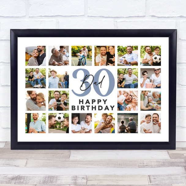 Photo Collage Print Or Canvas 30th Birthday Personalised Gift For Dad 20-Photo