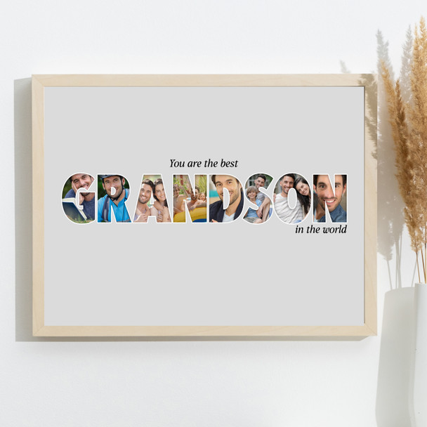 Photo Collage 8-Photo Custom Gift For Grandson Any Occasion Print Or Canvas