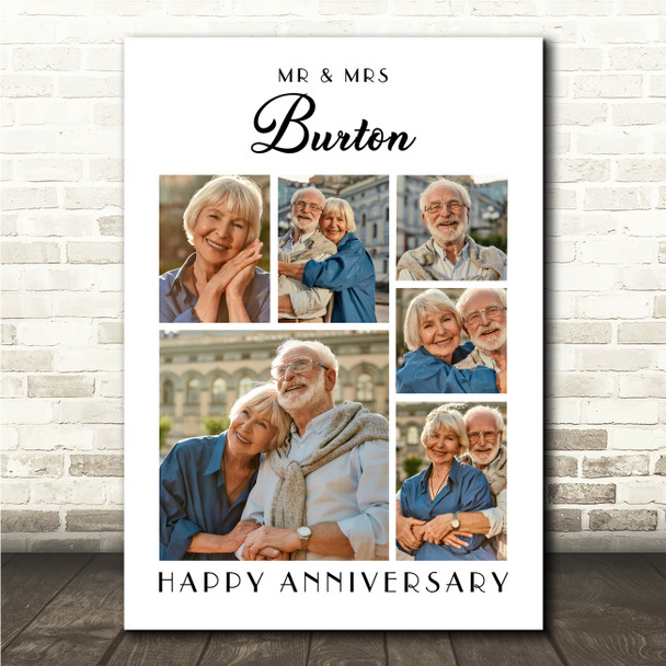 Photo Collage Wedding Anniversary Custom Gift 6-Photo White Print Or Canvas
