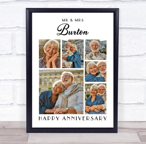 Photo Collage Wedding Anniversary Custom Gift 6-Photo White Print Or Canvas